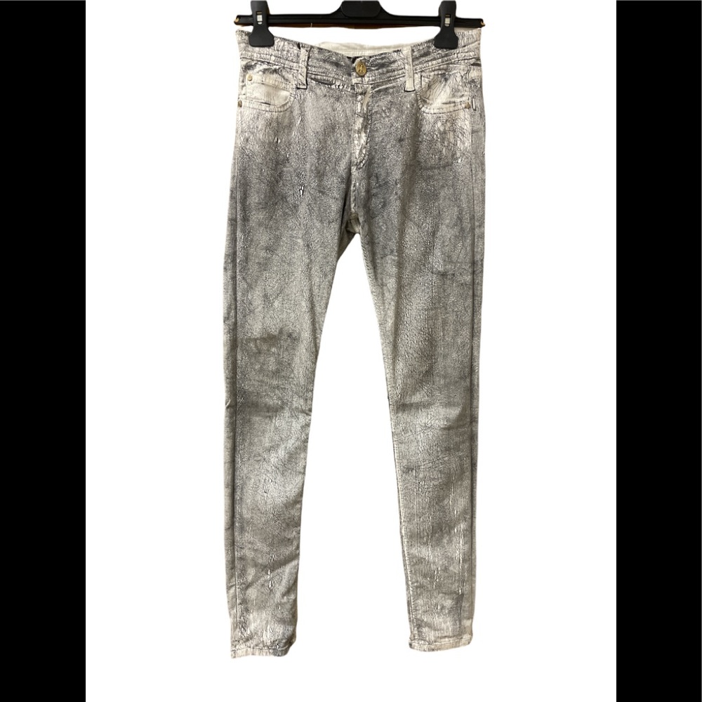 White And Black Painted Skinny Jeans